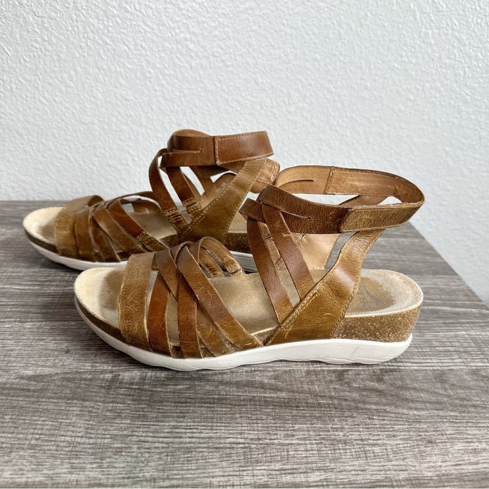 Dansko Brown Strappy Leather Wedge Sandals